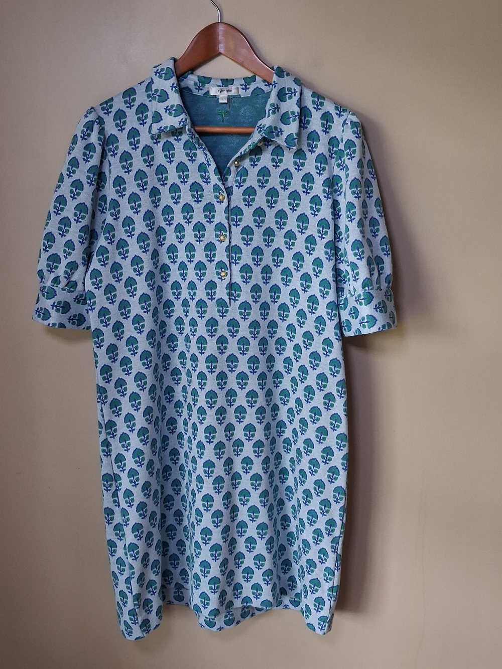 Tyler Boe Women’s Alicia Knit Green & Blue Shirtdress; Sz. L